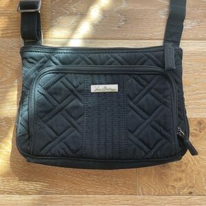 Vera Bradley Black Quilted Crossbody Hipster Bag Adjustable Strap